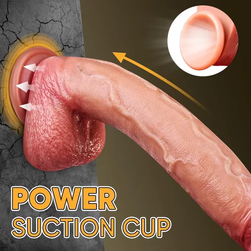 Miniatura 3 de Juguetes sexuales de 9.8 pulgadas con prepucio móvil para adultos, consolador de silicona de color carne para estimulación clitorial vaginal/anal