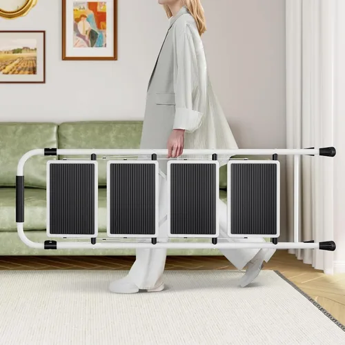 Miniatura 7 de KINGRACK - Escalera plegable de 4 escalones con pasamanos, para adultos, de acero resistente, ligera, plegable, portátil, con pedal ancho Blanco