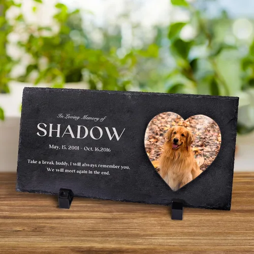 Miniatura 19 de Farfume Piedras conmemorativas personalizadas para mascotas con foto y texto Marcadores personalizados para tumbas para mascotas Lápidas