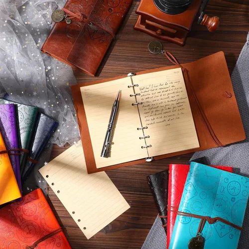 Miniatura 4 de Glenmal Paquete de 10 cuadernos de piel sintética recargables, diario de escritura de viaje, diario vintage, regalo de Navidad para mujeres
