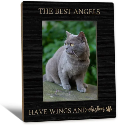 Marco de fotos de 5 x 7 pulgadas para regalo conmemorativo de gatos, marco de fotos de condolencias de mascotas, regalos conmemorativos de gatos por