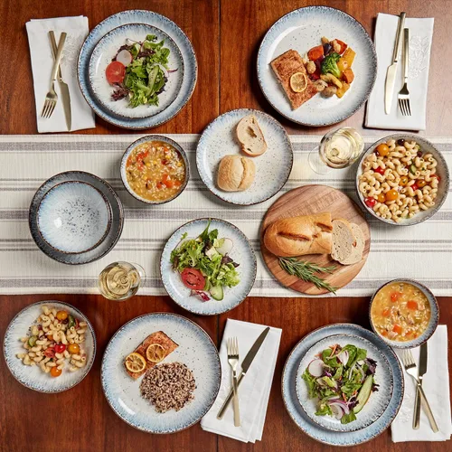 Miniatura 4 de Tabletops Gallery Colección Granja Moteada - Servicio de Vajilla de Gres para 4, Platos de Cena, Ensalada, Aperitivo, Postre, Tazones, Juego