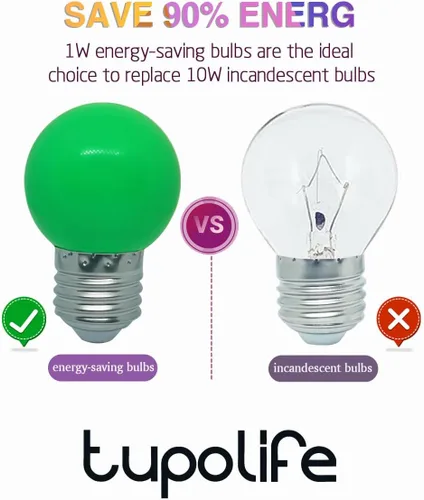 Miniatura 3 de Bombilla de luz CC de 12 V, bombillas LED de bajo voltaje, verde de 1 W G14 G45 Mini Globe E26, luces nocturnas de colores, equivalente a 10 W