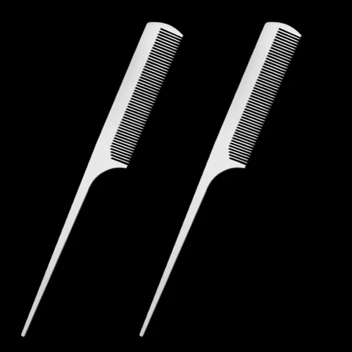 2 peines de metal para cola de rata, de acero inoxidable, parte superior plana, peine de corte fino, peine de peluquero con punta de separación para