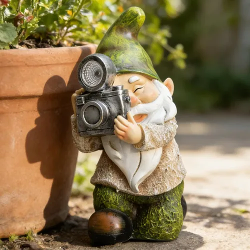 Miniatura 10 de Estatua de jardín al aire libre accionada por energía solar, estatua de resina con linterna de luz solar, césped decorativo, decoración de búho al