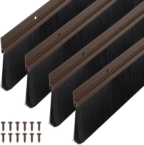 Miniatura 14 de Frienda Juego de 4 cepillos para puerta, cepillo de barrido inferior, burlete de aluminio para puerta con tornillos para huecos de hasta 1 pulgada