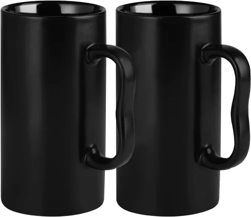 Miniatura 9 de Tazas de café de cerámica grandes de 20 onzas, tazas de cerveza altas con mango grande M, 20.3 fl oz de porcelana a granel a granel Latte Capuchino