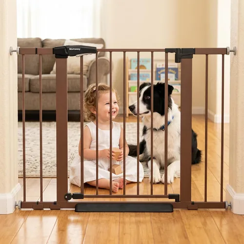Miniatura 18 de Puerta de bebé para escaleras, puerta de perro de cierre automático de 26 a 40 pulgadas para puertas, puerta infantil montada a presión con puerta