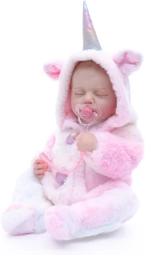 Miniatura 2 de Muñecas Reborn Baby – Muñecas de bebé reales de 20 pulgadas que se ven reales, muñeca niña de vinilo de cuerpo completo en traje de cuerno de Rosa