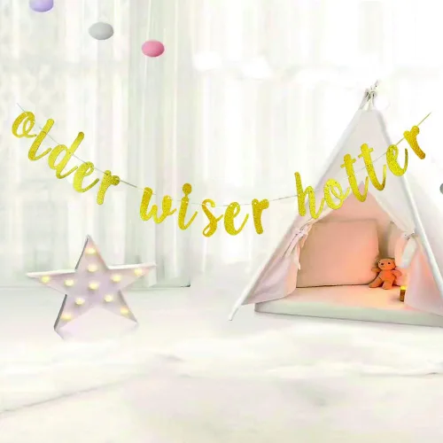 Miniatura 2 de Older Wiser - Cartel para decoración de fiesta de cumpleaños de hombres/mujeres, cartel de fiesta de aniversario, accesorios divertidos para fiesta