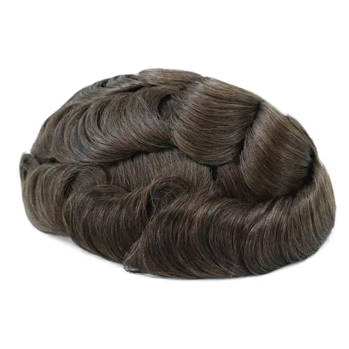 Miniatura 3 de HAIR NATURE Piezas de cabello humano Toupee para hombre, sistemas de reemplazo de cabello para hombres, unidades de cabello humano anudado de piel #4