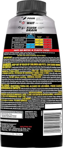 Miniatura 8 de Drano Removedor de obstrucciones de espuma de doble fuerza, línea comercial, 17 onzas