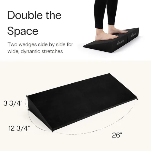 Miniatura 2 de StrongTek XL Foam Yoga Wedge Blocks, Black, Set of 2, 16.5° Incline, 13" × 12.75" × 3.75", for Yoga, Stretching, Squats & Physical Therapy