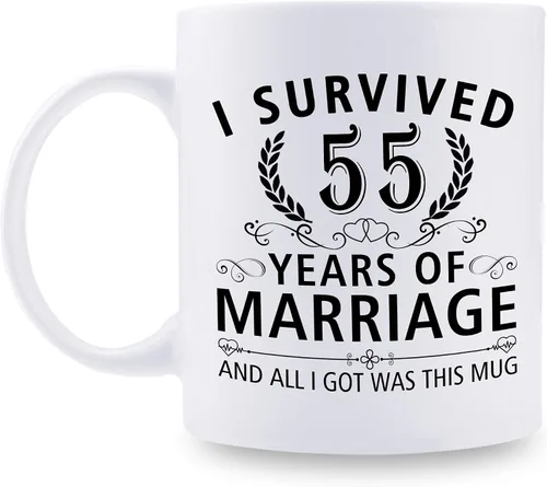 Miniatura 14 de Taza de café de 11 onzas con texto en inglés "I Survived 50 Years of Marriage and All I Got Was This Cup" para el 50 aniversario de boda y para él