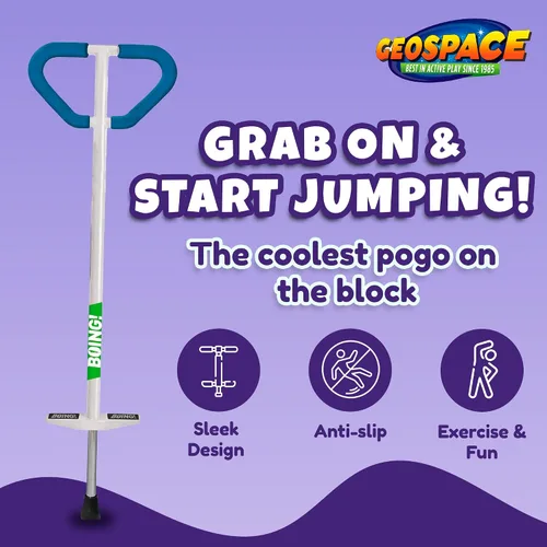 Miniatura 3 de Geospace Pogo Stick de Air Kicks para jinetes de 90 a 160 libras (azul)