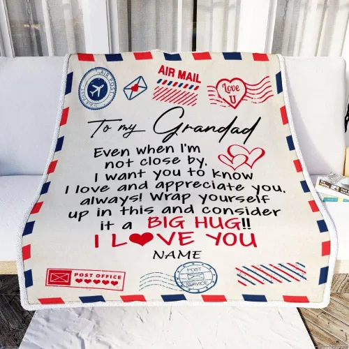 Miniatura 2 de Manta de forro polar personalizada con texto en inglés «To My Grandad» de Grandkids I Love You Hugs con texto en inglés «To My Grandad»