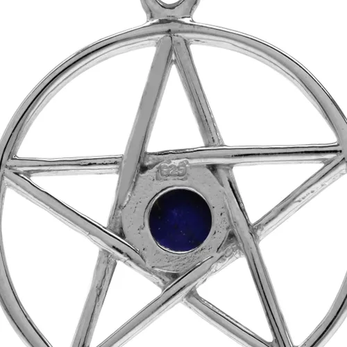 Miniatura 18 de Silvershake Colgante o colgante Wiccan de plata de ley 925 chapada en oro amarillo de 0.197 in con forma redonda de pentagrama de estrella