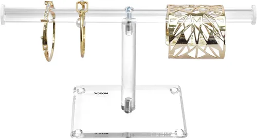 Miniatura 15 de MOOCA Organizador de joyas de acrílico transparente de lujo, soporte de pulsera de barra en T de 2 niveles, soporte de collar acrílico, soporte