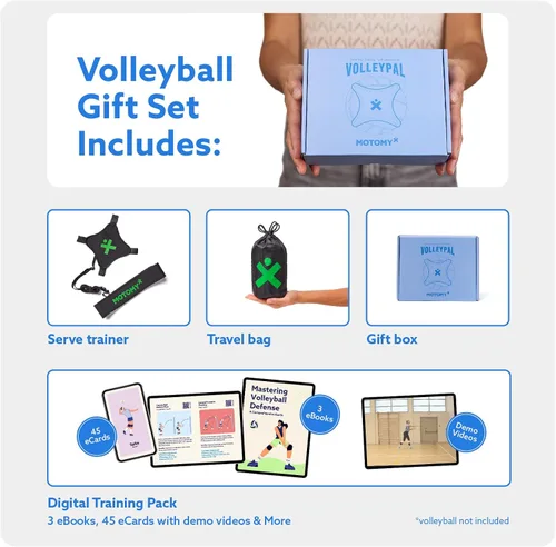 Miniatura 2 de MOTOMY™ Volleyball Training Equipment Aid ‘VolleyPal’ – Solo Rebounder Trainer for Serve, Spike, Set & Pass; Indoor and Outdoor Practice Gear