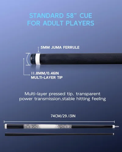 Miniatura 2 de KONLLEN 2.0 Carbon Fiber Pool Cue, Low Deflection Shaft with Pro Taper, Ebony Inlay Design, 12.5mm / 11.8mm Tip, Adjustable Weight System 003