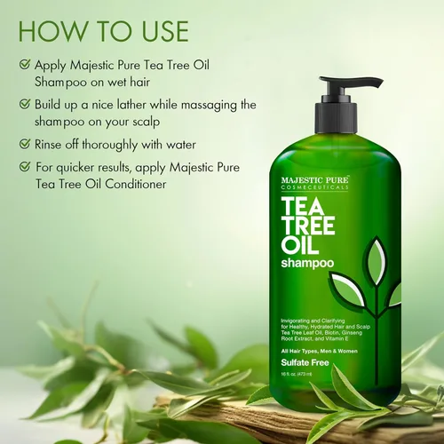 Miniatura 4 de Majestic Pure Champú de Árbol de Té para Hombres y Mujeres - 16 onzas líquidas - Fórmula Hidratante Combate la Caspa, Piojos y Cuero Cabelludo