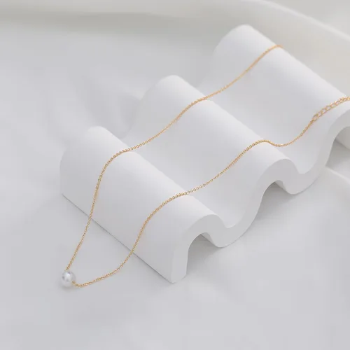 Miniatura 8 de TOBENY Collares de perlas para mujer, chapado en oro de 14 quilates, hecho a mano, gargantilla de perlas de imitación blanca, delicado collar