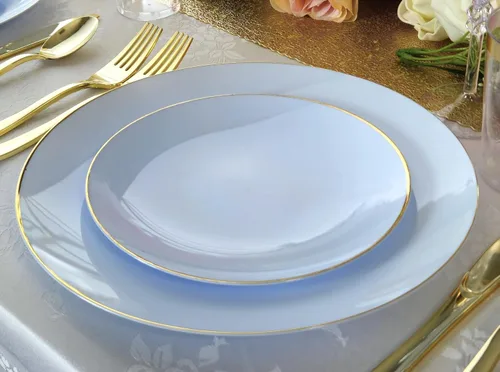 Miniatura 7 de Ocasiones" Paquete de 50 platos (25 invitados) - Juego de platos de plástico desechables para fiesta de boda, cena de 25 x 10.25 pulgadas + 25 x