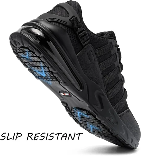 Miniatura 2 de LARNMERN Zapatos de trabajo antideslizantes para hombre, zapatos deportivos con amortiguación de aire, zapatos para restaurante Trabajo, casual