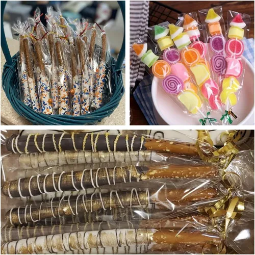 Miniatura 4 de COOLAKE Bolsas transparentes para barra de pretzel, 2.4 x 10 pulgadas, 200 unidades de pretzels individuales con lazos para galletas de boda