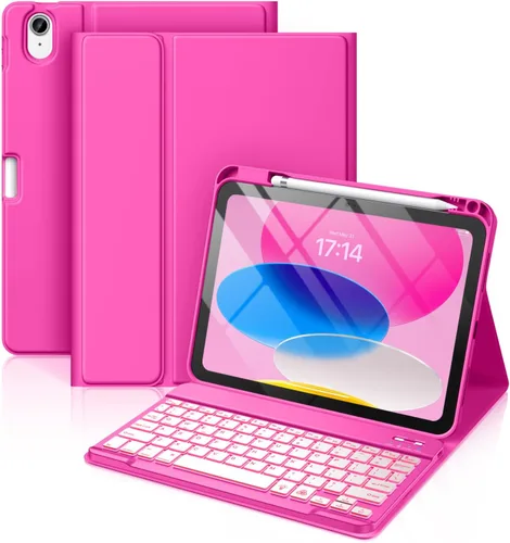 Miniatura 22 de Hamile Funda para iPad de 11ª y 10ª Generación con Teclado - 7 Colores Retroiluminados Inalámbrico Desmontable Funda Folio con Teclado y Soporte