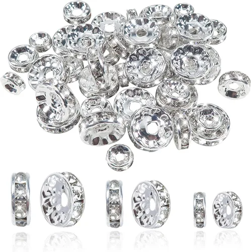Miniatura 8 de TOAOB - 200 cuentas espaciadoras Rondelle de 0.236 in, 0.315 in, 0.394 in, redondas, de cristal checo, sueltas, cuentas espaciadoras sueltas