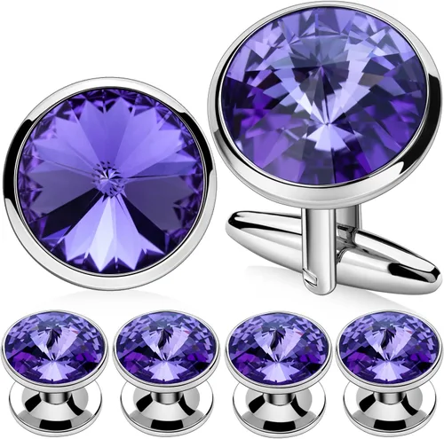 Miniatura 47 de HAWSON Gemelos para hombre con juego de tachuelas de camisa de 4/6 piezas, caja de regalo, joyería para hombre o accesorios para boda, fiesta