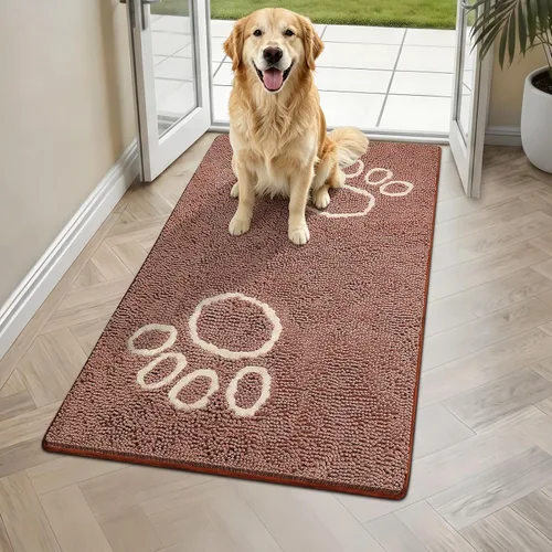Miniatura 22 de Bcoimo Tapete súper absorbente para puerta de perro, 30 x 20 pulgadas, tapete antideslizante para patas fangosas, alfombras para mascotas para patas