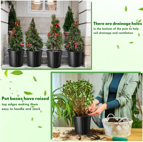 Miniatura 5 de FoldTier 300 macetas de 2 galones y 1 galón para plantas de vivero, macetas de plástico flexible a granel con orificio de drenaje, etiqueta