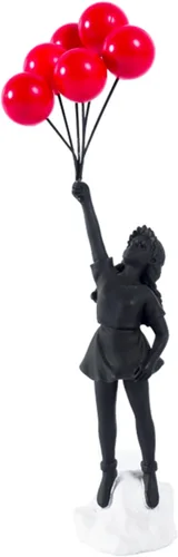 Miniatura 7 de Estatua de niña de globo volador, figura de resina, escultura artesanal, esculturas de arte moderno para decoración del hogar, tema anti-guerra