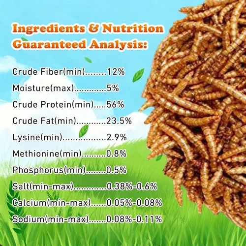Miniatura 3 de Amzey Gusanos secos de harina de 2 libras, gusanos de comida 100% naturales para pollo y pájaros, alimento orgánico para gallinas ponedoras, alto