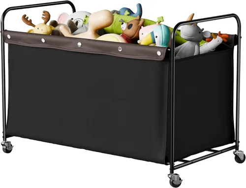 Miniatura 8 de StorageWorks Caja de juguetes con ruedas para niños, baúl grande de almacenamiento y organizador de juguetes de 135 litros, caja de juguetes de Negro