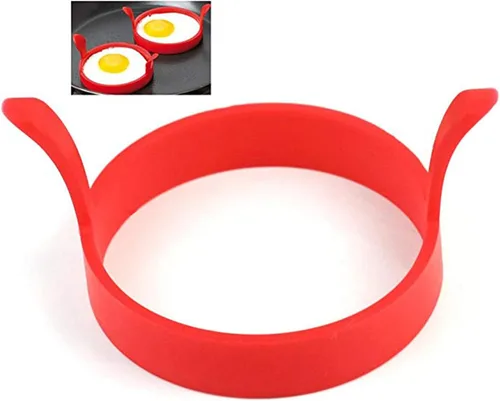 Miniatura 2 de Anillo de huevo hidrofóbico, 4 anillos redondos antiadherentes con doble asa, molde de silicona fácil de limpiar, para huevos fritos o escalfados