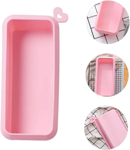 Miniatura 2 de Rectangular Silicone Cake Mold Non-stick Household Baking Loaf Pan for Toast Bread DIY Cakes Easy Clean Pink