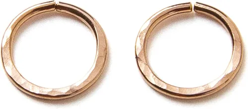 Miniatura 10 de Pequeños aros chapados en oro rosa martillado, mini aretes de aro, aretes de aro Huggie