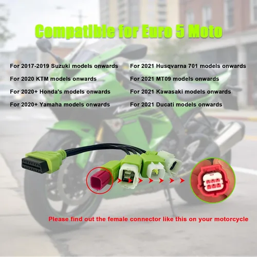 Miniatura 2 de Cable de diagnóstico OBD2 de motocicleta 4 en 1, conector adaptador OBD de 4 pines+6 pines apto para motocicletas Kawasaki, Honda, KTM, Yamaha