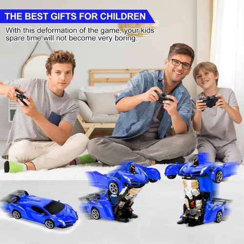 Miniatura 3 de Blackma Carro a Control Remoto – Transformar, Deformación con Un Botón y Deriva Giratoria de 360°, Carro RC Robot Transformable con Luz LED, Regalos