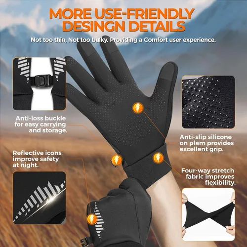 Miniatura 5 de rivmount Guantes de invierno para mujeres y hombres, guantes de forro de pantalla táctil para clima frío, 3 capas resistentes al viento