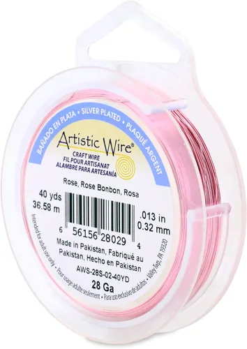 Miniatura 123 de Artistic Wire, alambre para manualidades de calibre 22 bañado en plata, resistente a las manchas, color cobre, blanco, 9,1 m