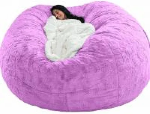 Miniatura 12 de DIOB Funda redonda para silla de puf, para adultos, adolescentes (relleno no incluido), silla de sofá gigante suave, cómoda silla de descanso