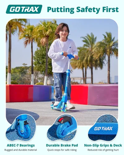Miniatura 4 de Gotrax K03 - Patinete para niños con ruedas de 5" con luz LED y manillares ajustables, diseño ligero y plataforma antideslizante, carga máxima