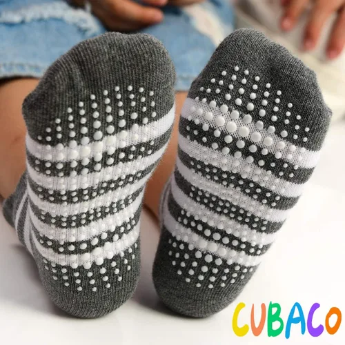 Miniatura 5 de CUBACO Calcetines para bebé, 12 pares de calcetines antideslizantes de algodón antideslizantes para niños pequeños