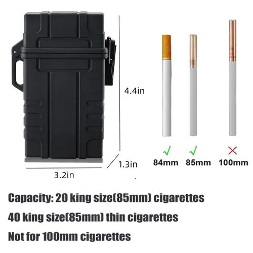 Miniatura 4 de Estuche de cigarrillos impermeable con encendedor, paquete completo de 20 soportes regulares, encendedor eléctrico recargable por USB, resistente al