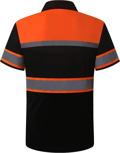 Miniatura 6 de Camisas de seguridad HoliSecure para hombre, camisas polo reflectantes de alta visibilidad para hombre con bolsillo, ropa de trabajo de manga corta