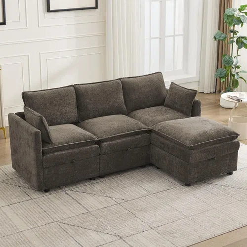 Miniatura 51 de Otomana cuadrada grande de 27 pulgadas con almacenamiento, reposapiés tapizado moderno con patas antideslizantes para sofá, mesa de café, sala